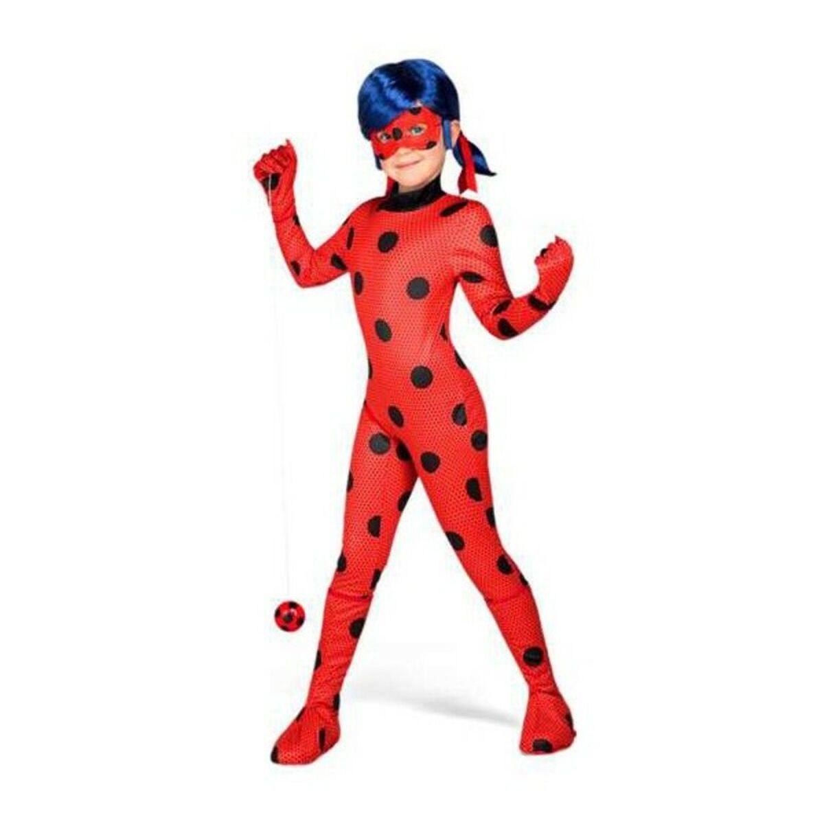 LadyBug kostume til børn 9-11 år - inkl. paryk
