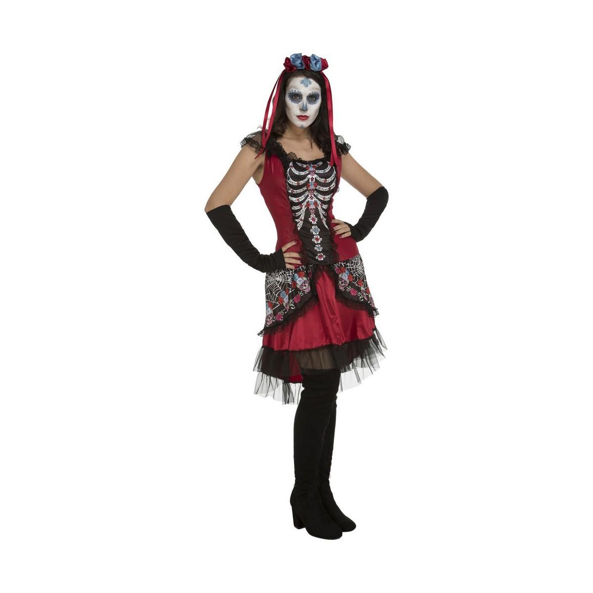 Halloween kostume - Sugar Skull kranium M/L (3 dele) billede