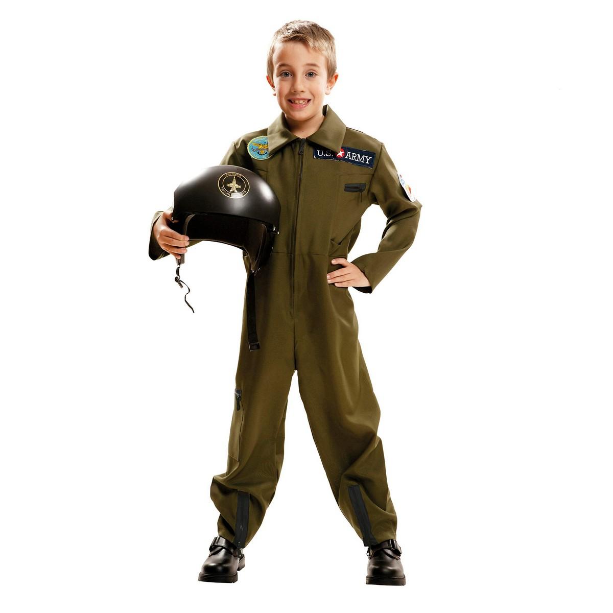 Top Gun pilotkostume til børn 5-6 år - grøn