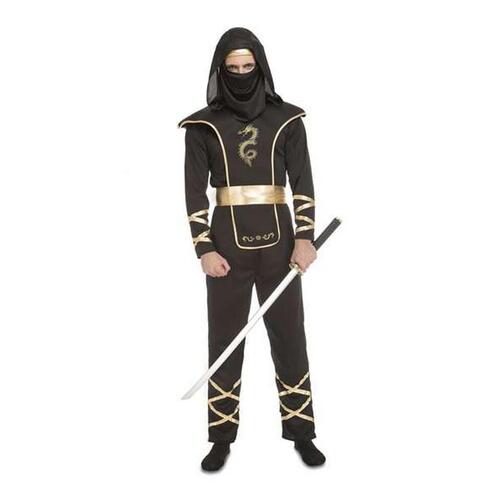 Kostume til voksne Sort Ninja Onesize (4 Dele)