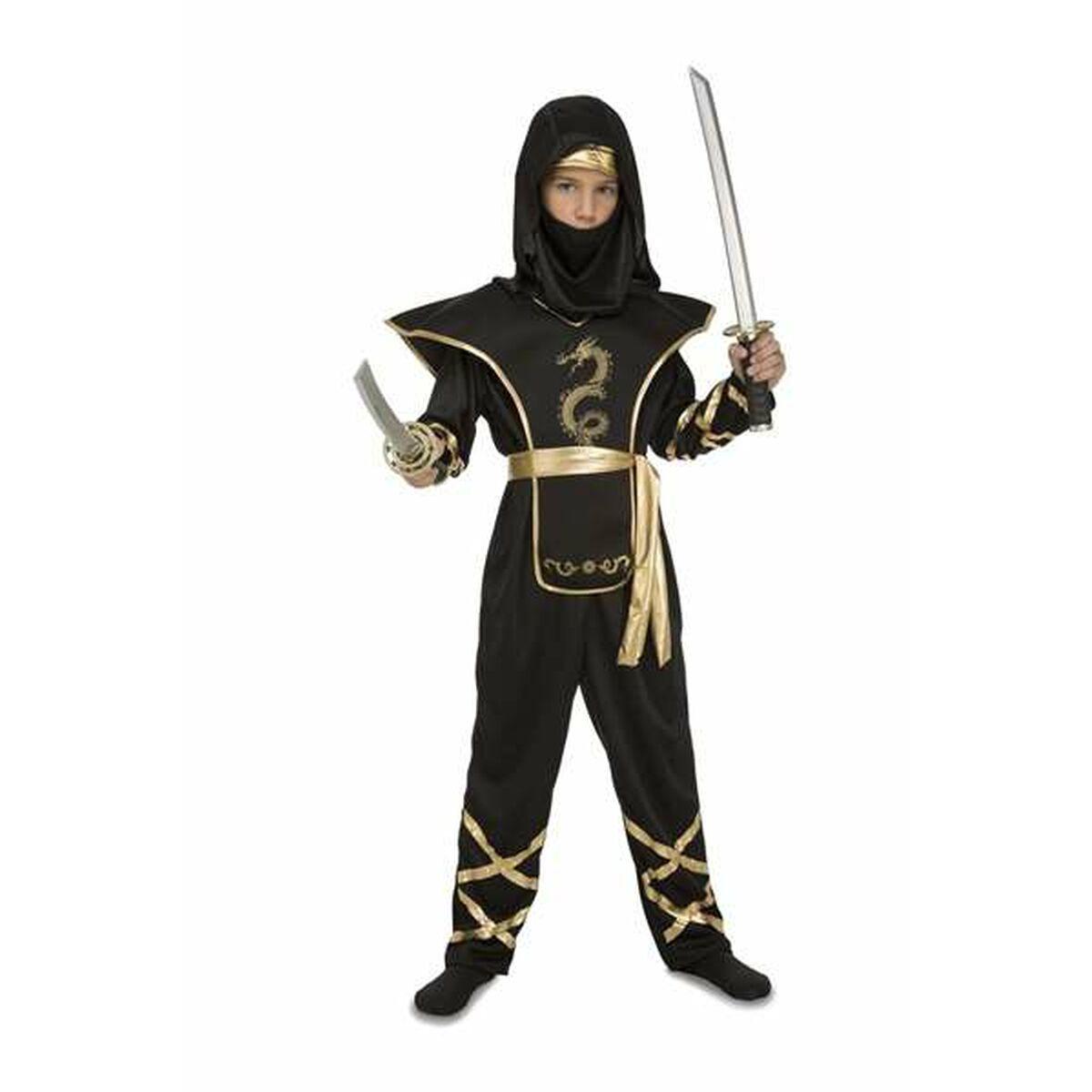 Børnekostume ninja 7-9 år - , sort (4 dele)