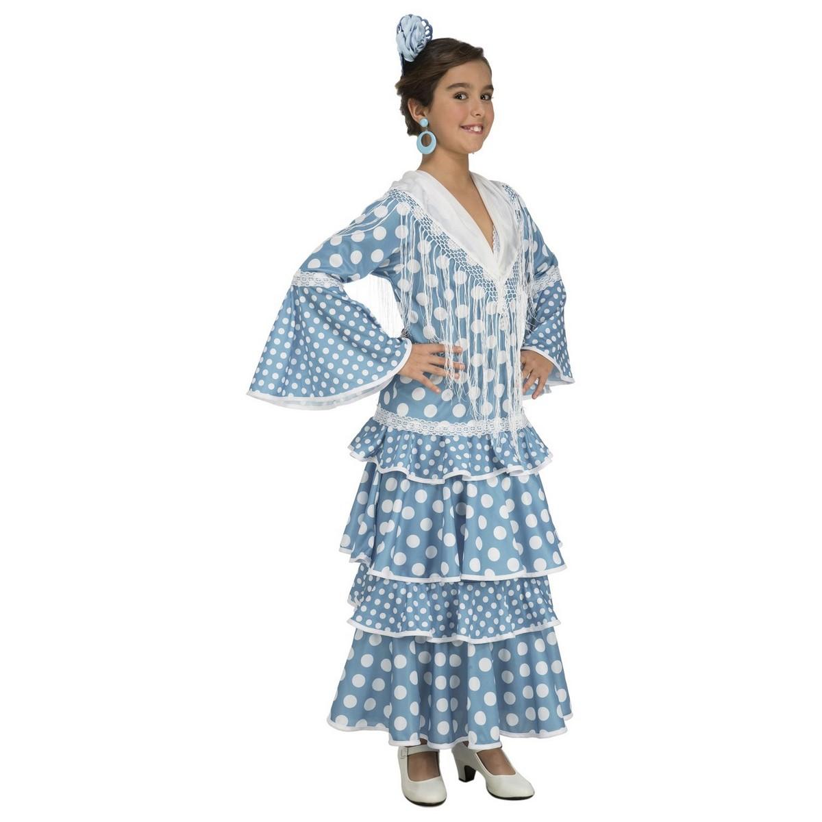Børnekostume flamencodanser 7-9 år - turkisblå billede