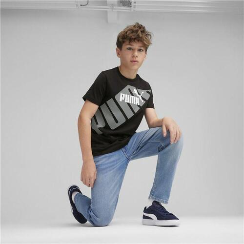 Børne Kortærmet T-shirt Puma Power Graphic Sort 11-12 år