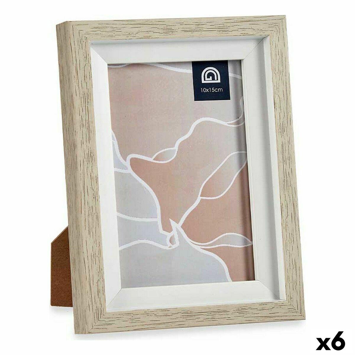 Fotoramme 10×15 cm - hvid/beige, glas, polystyren (6 stk.)