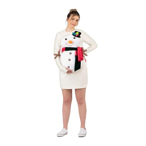 Kostume til voksne Onesize Sne dukke 2 Dele Hvid