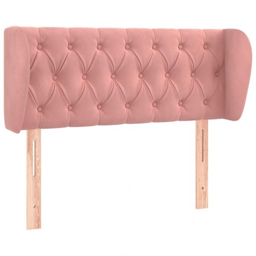 Sengegavl med kanter 93 x 23 x 78/88 cm - lyserød fløjl