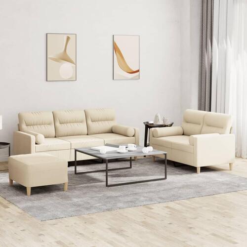 3 personers sofa med puder stof cremefarvet