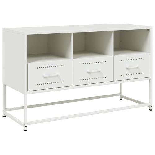 Tv-bord 100,5x39x60,5 cm stål hvid