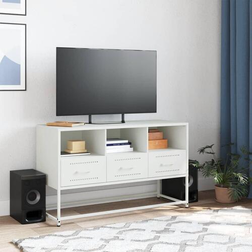 Tv-bord 100,5x39x60,5 cm stål hvid
