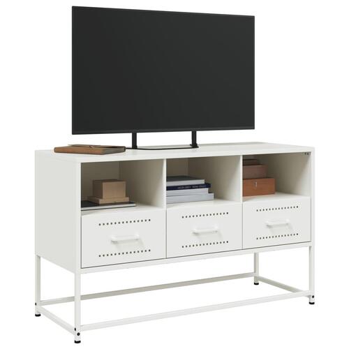 Tv-bord 100,5x39x60,5 cm stål hvid