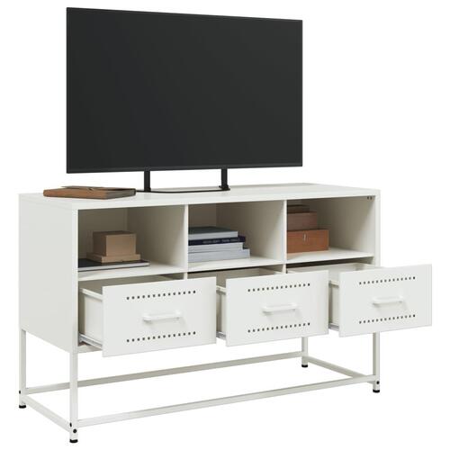 Tv-bord 100,5x39x60,5 cm stål hvid