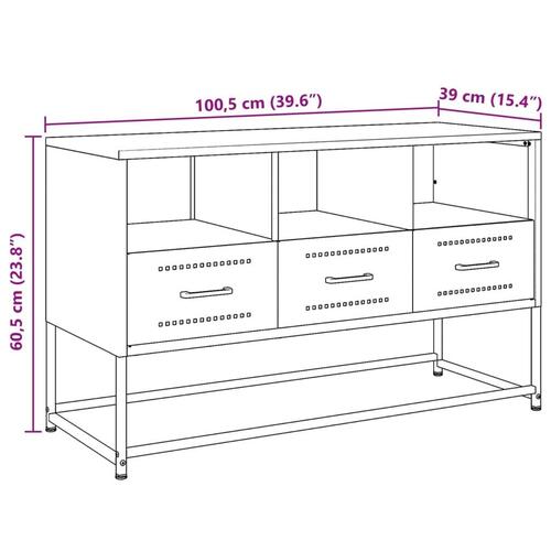 Tv-bord 100,5x39x60,5 cm stål hvid