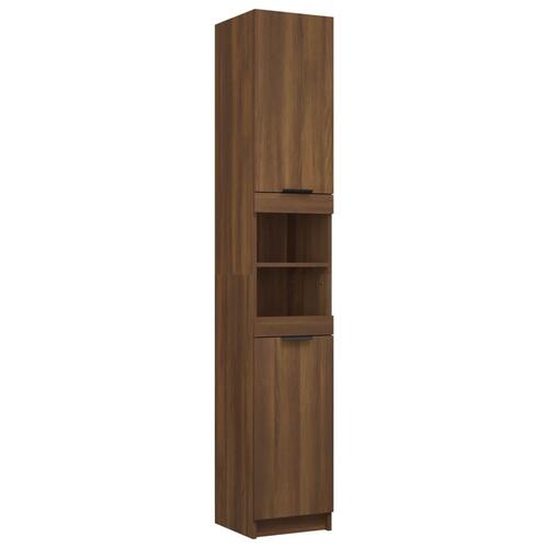 Badeværelsesskab 32x34x188,5 cm konstrueret træ brunt egetræ