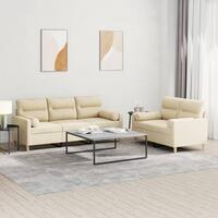 2 personers sofa med puder stof cremefarvet
