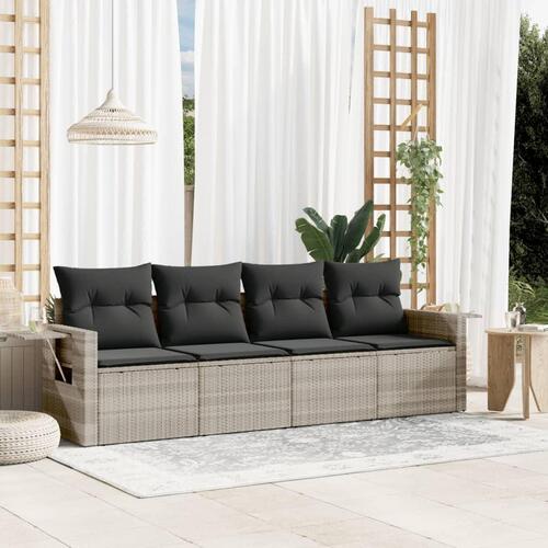 Sofasæt til haven 4 dele med hynder polyrattan lysegrå