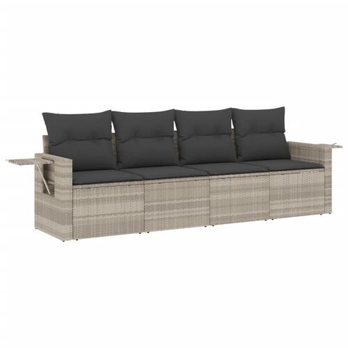 Sofasæt til haven 4 dele med hynder polyrattan lysegrå