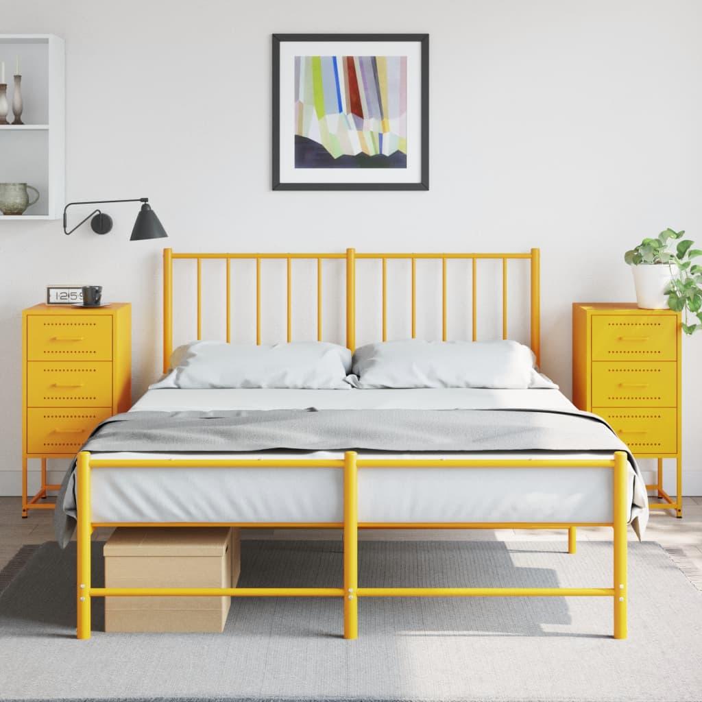 Sengeborde 2 stk. 36x39x78 cm stål sennepsgul billede