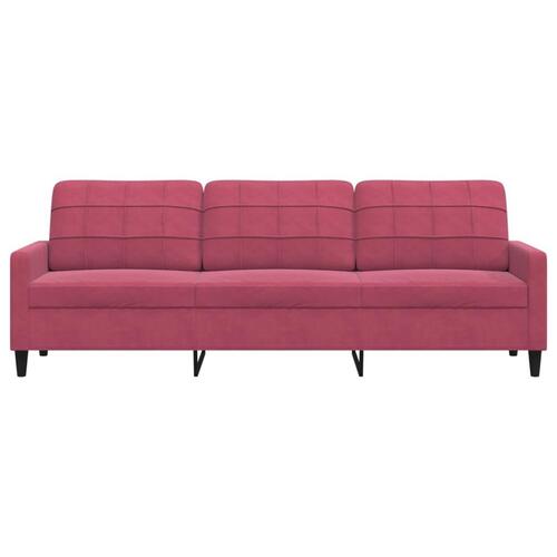 3-personers sofa 210 cm fløjl vinrød