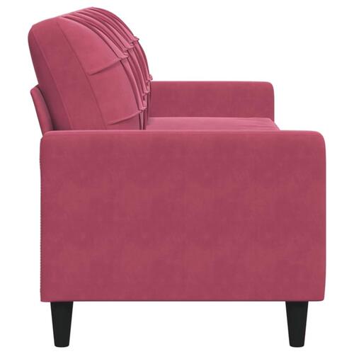 3-personers sofa 210 cm fløjl vinrød