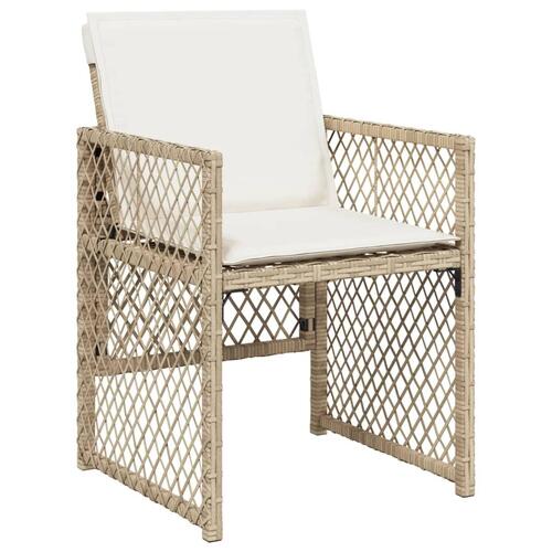 Spisebordssæt til haven 15 dele med hynder polyrattan beige
