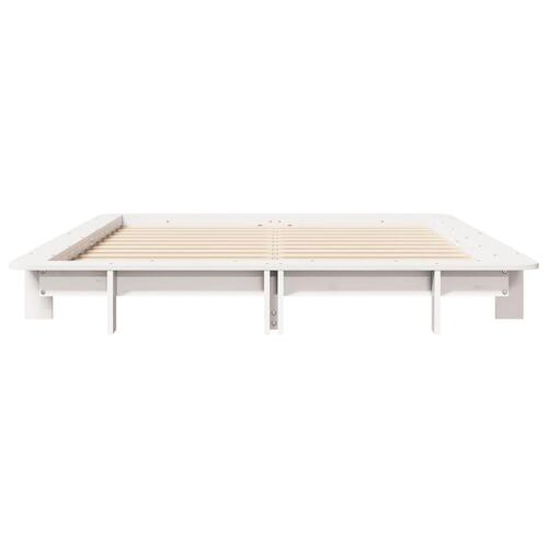 Sengeramme uden madras 140x200 cm massivt fyrretræ hvid