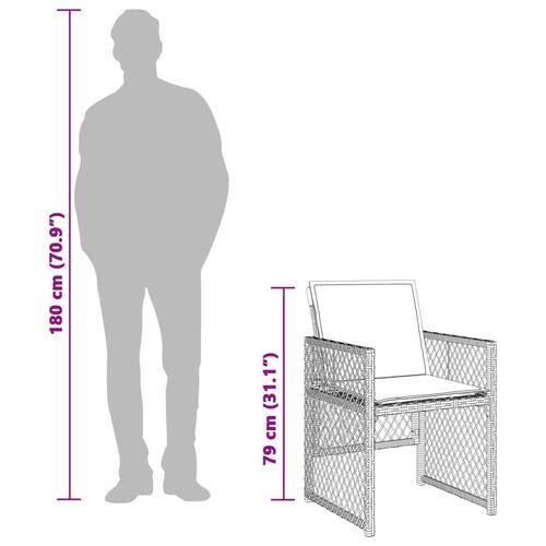 Spisebordssæt til haven 7 dele med hynder polyrattan sort
