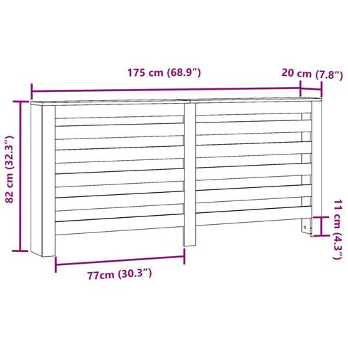 Radiatorskjuler 175x20x82 cm konstrueret træ hvid