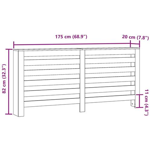 Radiatorskjuler 175x20x82 cm konstrueret træ antikt træ