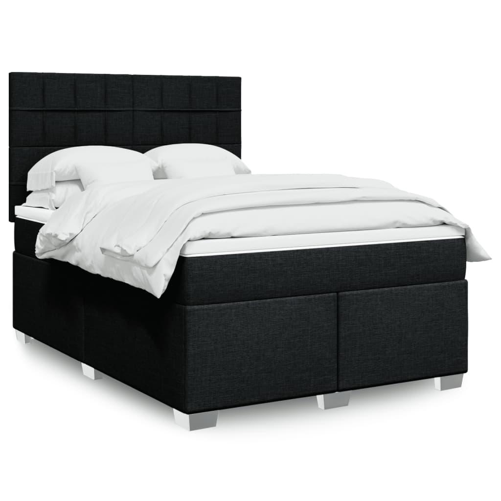 Kontinentalseng med madras 140x190 cm stof sort billede