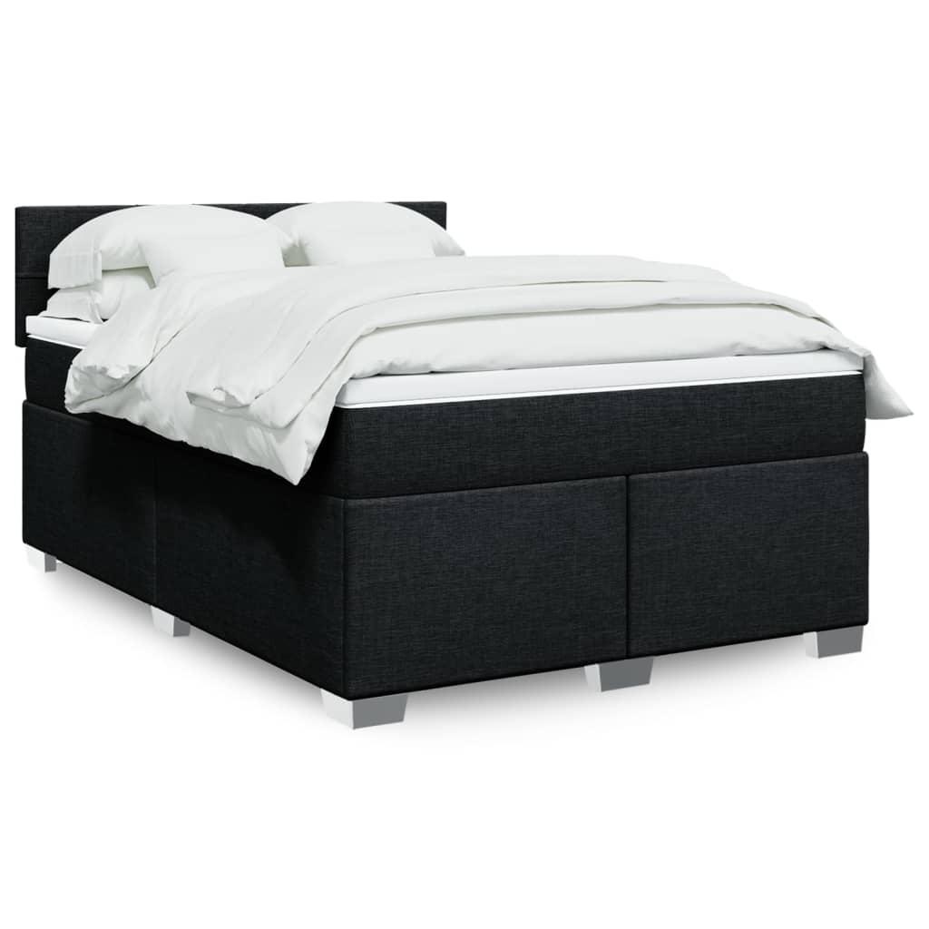 Kontinentalseng med madras og topmadras 140x190 cm - stof, sort billede