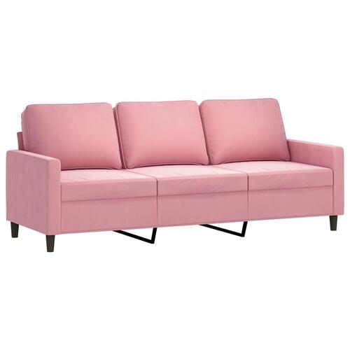 3 personers sofa med hynder velour lyserød