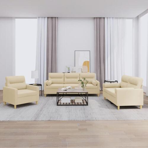 3 personers sofa med puder stof cremefarvet