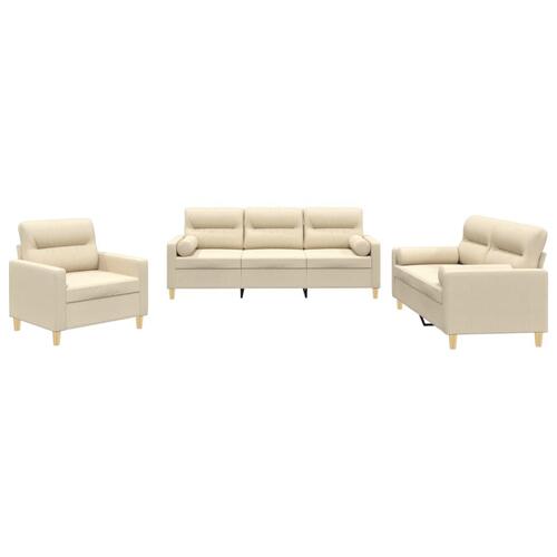 3 personers sofa med puder stof cremefarvet