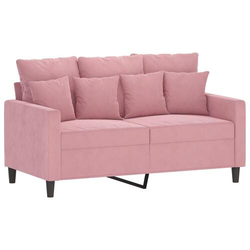 2 personers sofa med hynder velour lyserød