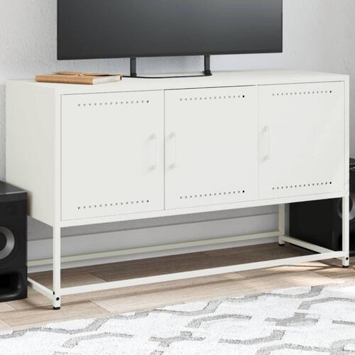Tv-bord 100,5x39x60,5 cm stål hvid