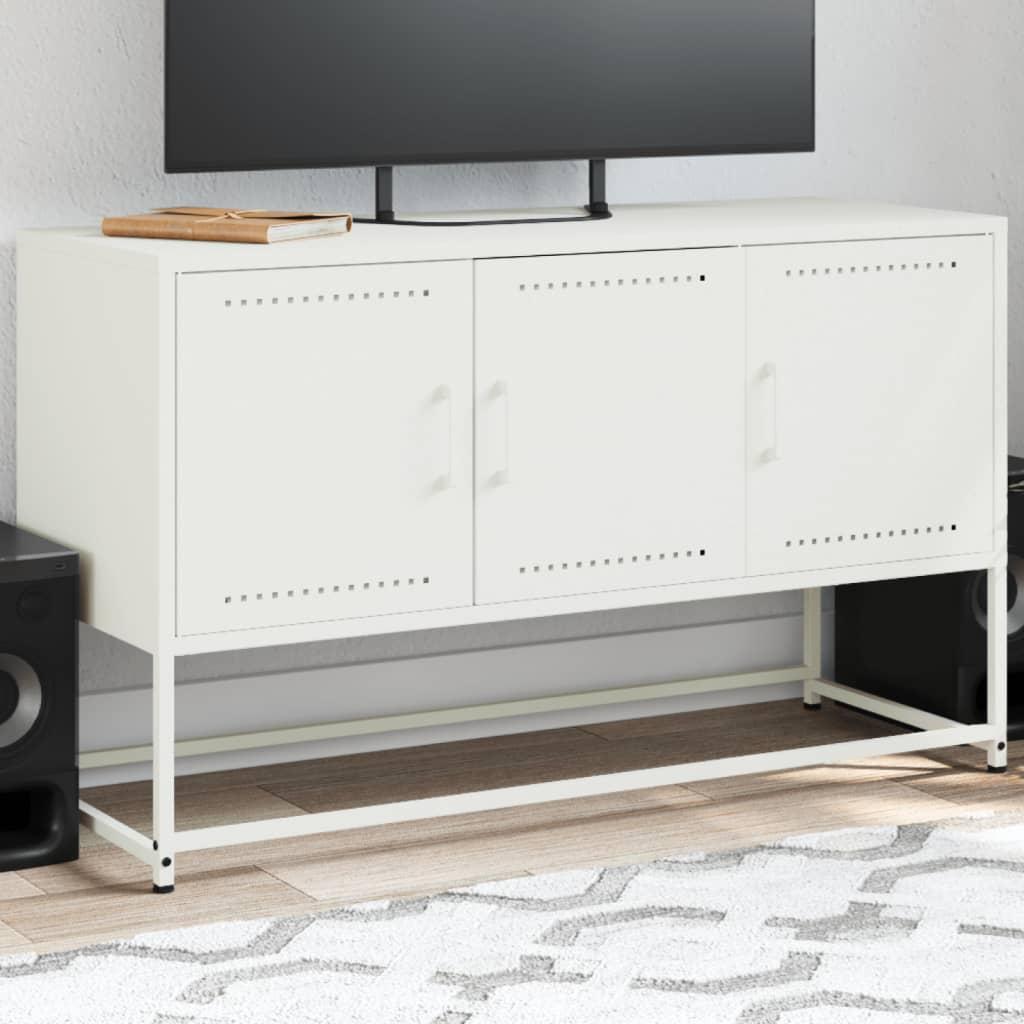 Tv-bord 100,5x39x60,5 cm stål hvid