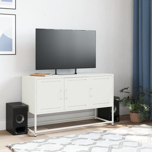 Tv-bord 100,5x39x60,5 cm stål hvid