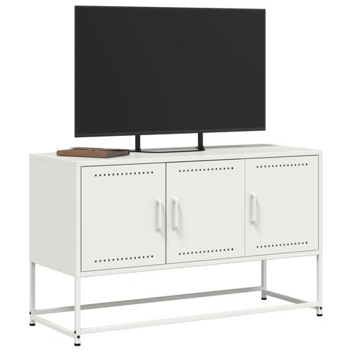 Tv-bord 100,5x39x60,5 cm stål hvid