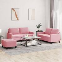 3 personers sofa med hynder velour lyserød