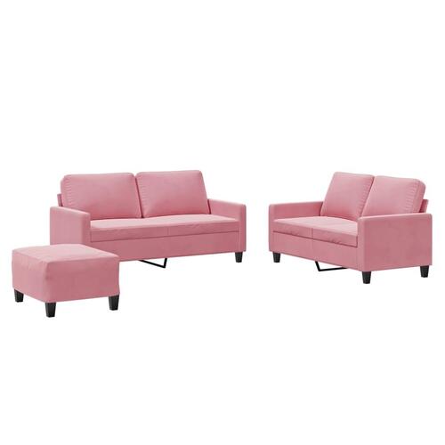 3 personers sofa med hynder velour lyserød