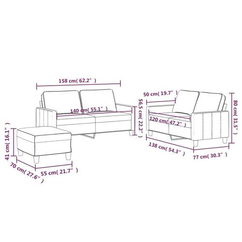3 personers sofa med hynder velour lyserød