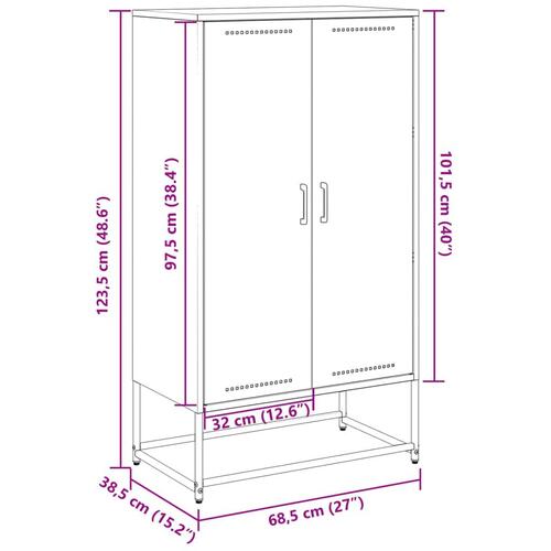 Skab 68,5x38,5x123,5 cm stål sennepsgul