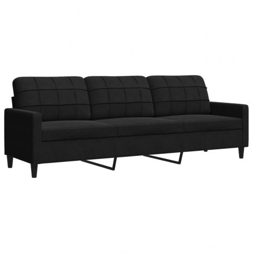 3-personers sofa i fløjl - sort, sædebredde 210 cm