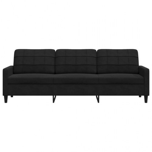 3-personers sofa i fløjl - sort, sædebredde 210 cm