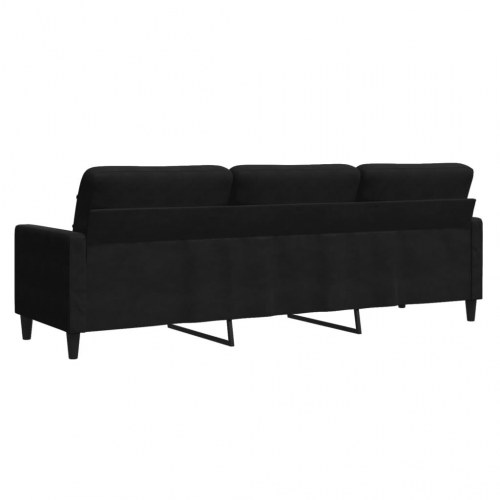 3-personers sofa i fløjl - sort, sædebredde 210 cm