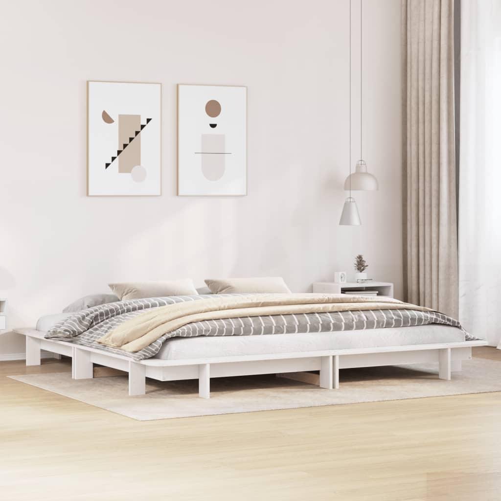 Sengeramme 200 x 200 cm i massivt fyrretræ - hvid billede
