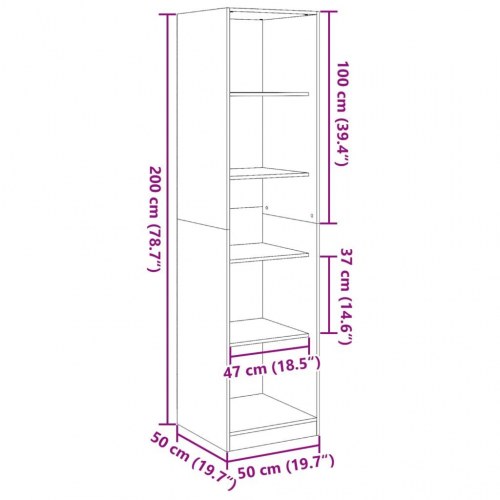 Klædeskab 50×50×200 cm i konstrueret træ - gammelt træ-look