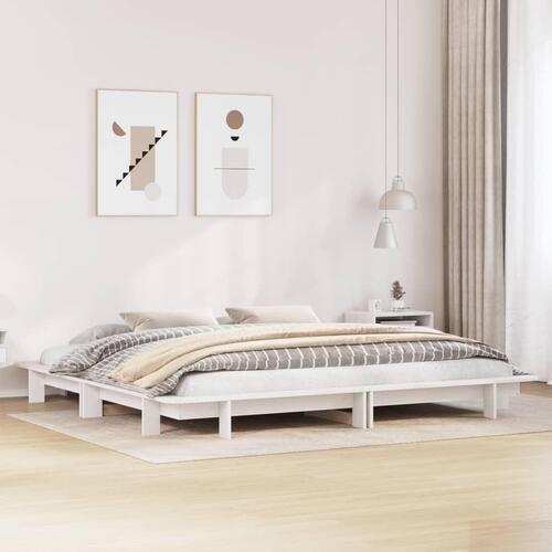 Sengeramme uden madras 160x200 cm massivt fyrretræ hvid