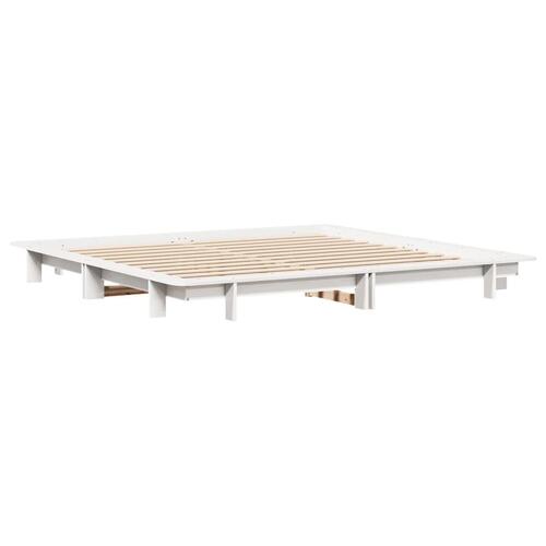 Sengeramme uden madras 160x200 cm massivt fyrretræ hvid