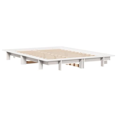 Sengeramme uden madras 135x190 cm massivt fyrretræ hvid